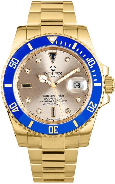 rolex submariner date 16618 16618-sser|Rolex 16618 gold submariner blue.